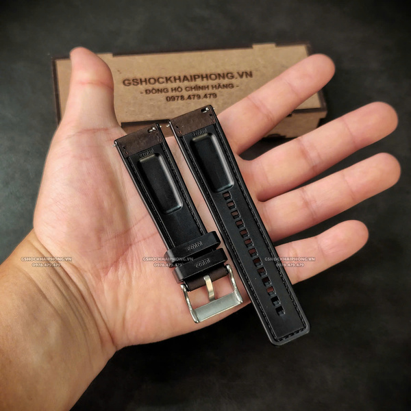 Dây da bọc cao su - Size 20/22/24mm - Màu Nâu