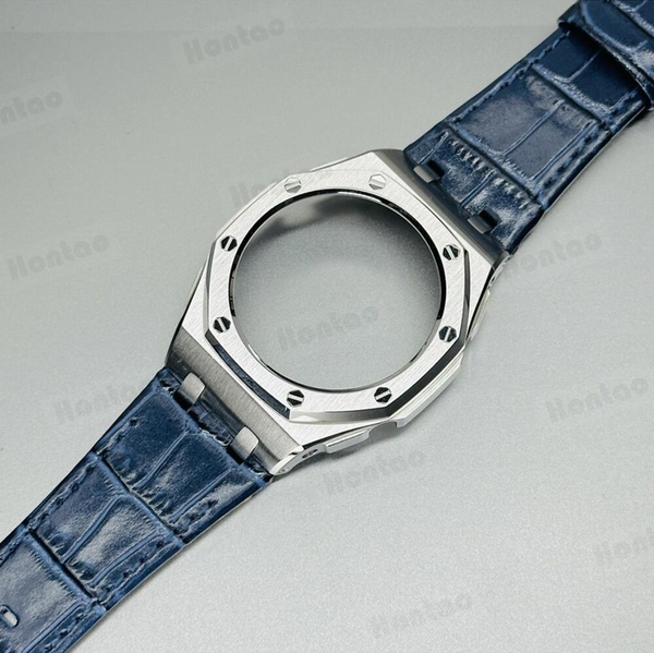 Bộ vỏ thép Bạc - Dây da ( Thế hệ 5 cao cấp ) ( Kích vào sản phẩm chọn màu dây )