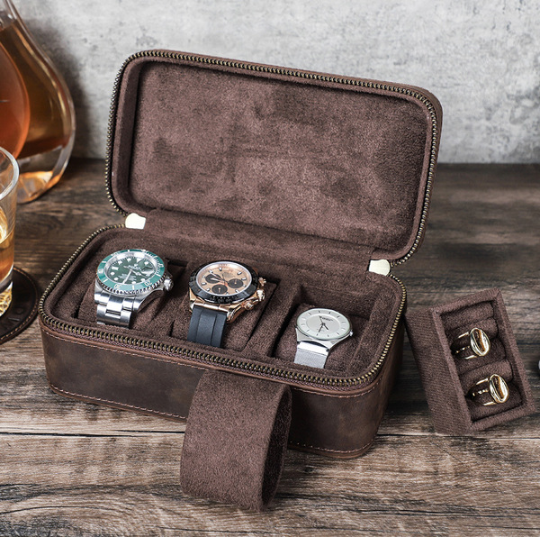 Bộ Ba Hộp Đựng Đồng Hồ Sang Trọng - Da xịn Crazy Horse cao cấp