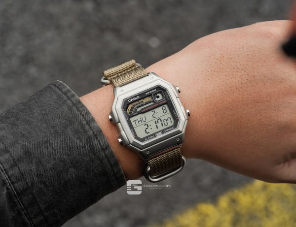 CASIO WS-1600H-1A ( Lắp thêm vỏ thép - Dây vải Military )