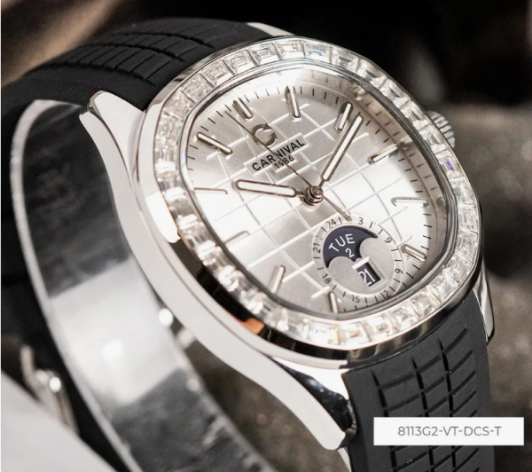 Đồng hồ nam Carnival - Nam 8113G2-VT-DCS-T - Viền đá - Kính Saphire - Automatic