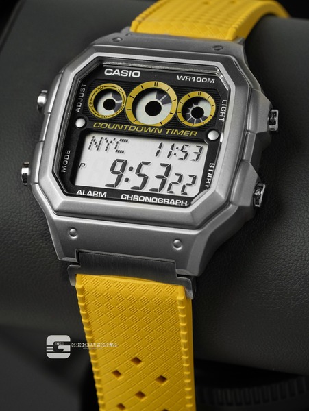 Đồng hồ Nam Chính hãng CASIO AE-1300H-9A- Lắp thêm vỏ thép - Dây Cao Su Flo Rubber
