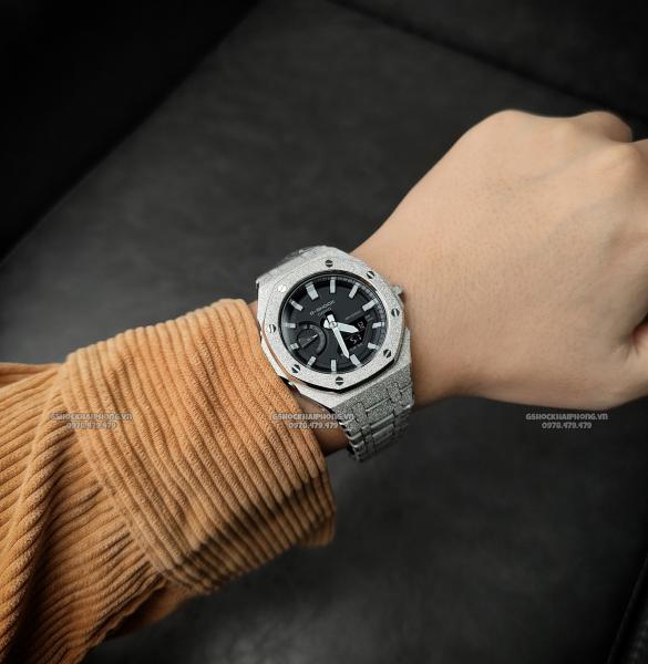 G-SHOCK GA-2100AP - FROSTED METAL BLACK & WHITE