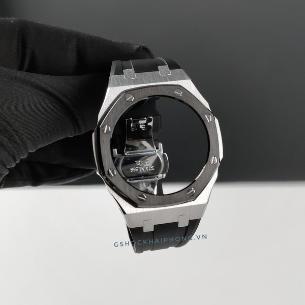 Bộ vỏ GA-2100 AP - Gen 4 - Thép bạc mix đen - Dây cao su đen