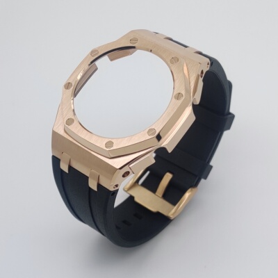 Vỏ Rose Gold - dây cao su Flo đen ( Thế hệ 5 cao cấp )