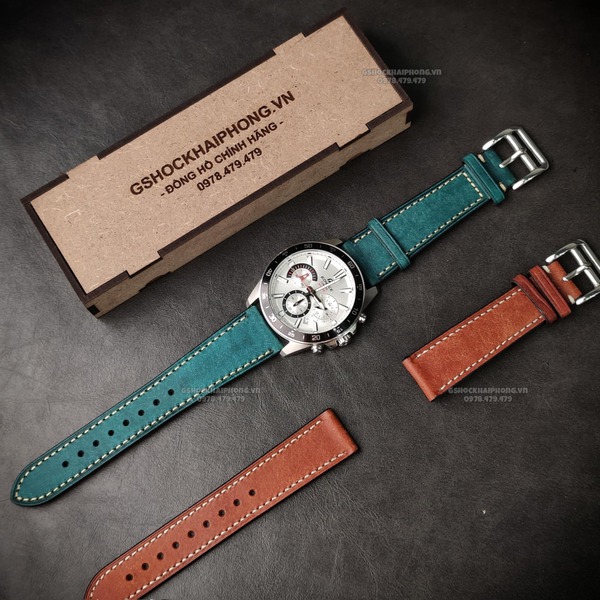 Da Ý nhập khẩu PUEPLO màu Retro - SIZE 20MM/ 22MM-Màu Xanh cổ vịt