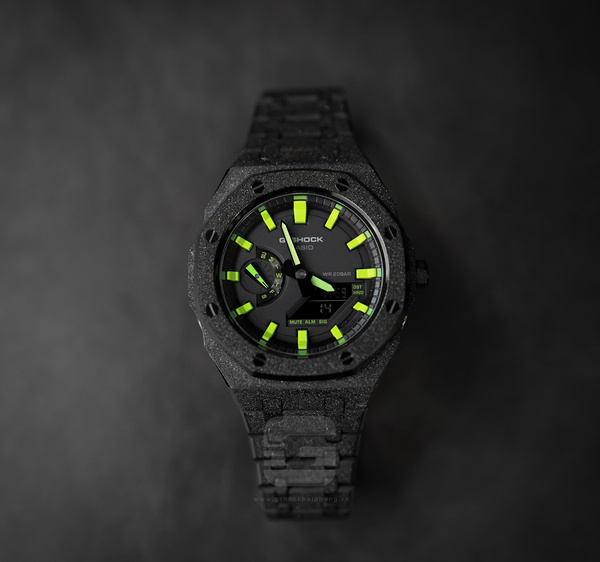 G-SHOCK GA-2100AP - BLACKOUT STARDUST X HYPER MINT GREEN