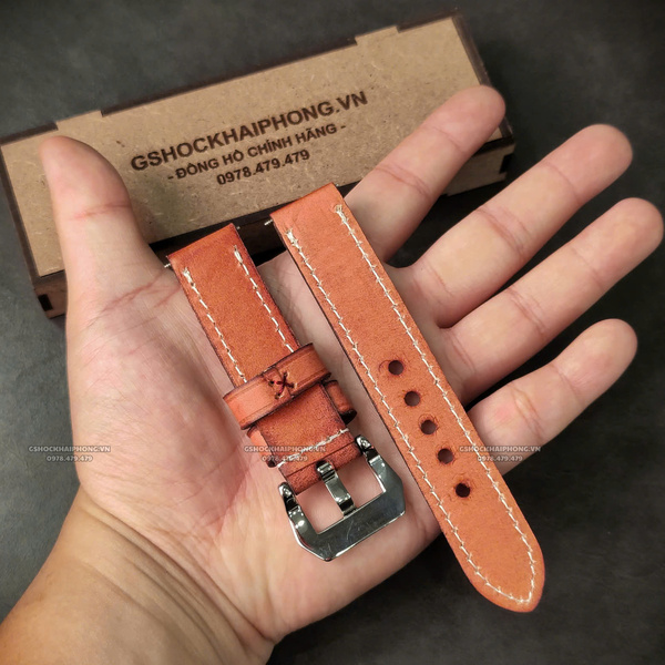 Dây da Bò - Màu Cam - Size 18/20/22/24mm