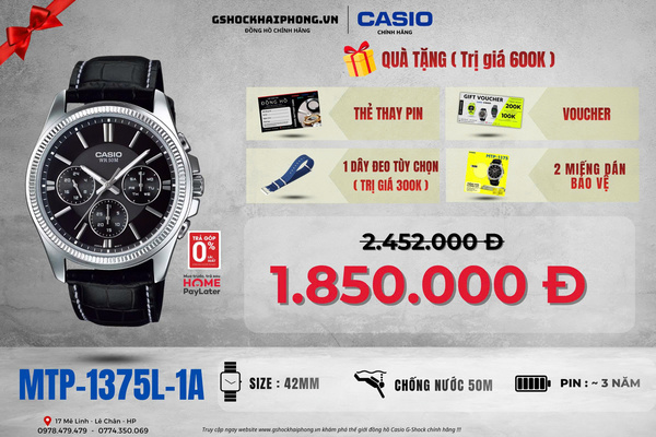 CASIO MTP-1375L-1A - QUÀ TẶNG TRỊ GIÁ 600K