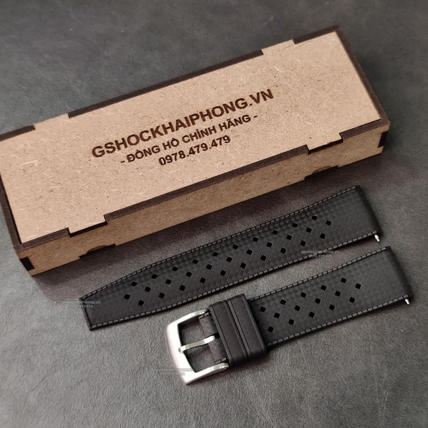 Dây cao su Flo cao cấp - Có vân và lỗ thoáng khí - size 20mm/ 22mm-Màu Đen