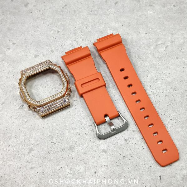 Set mặt nạm đá Rose Gold kèm dây cam