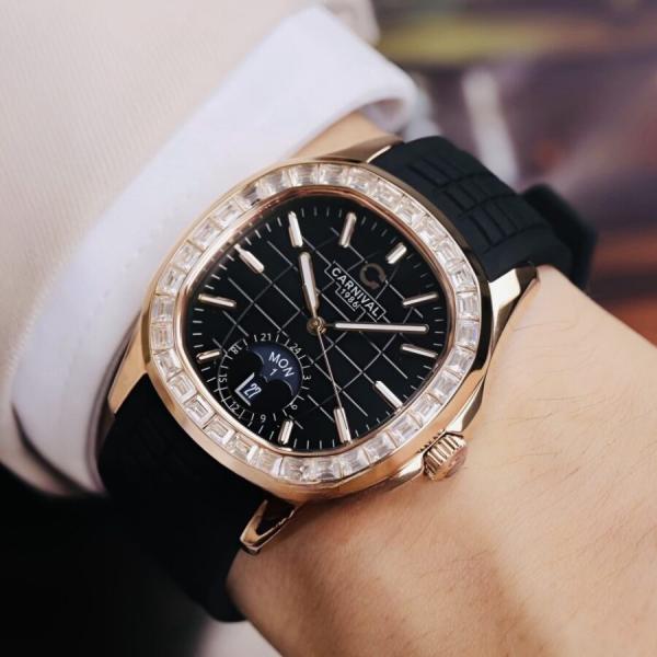 Đồng hồ nam Carnival - Nam 8113G2-VT-DCS-D - Viền đá - Kính Saphire - Automatic