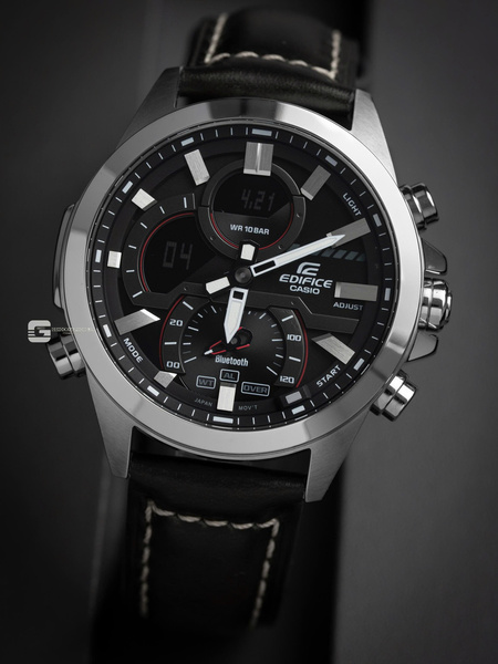 CASIO EDIFICE ECB-30D - 1A ( Lên Dây Da Bò Sáp Dầu )