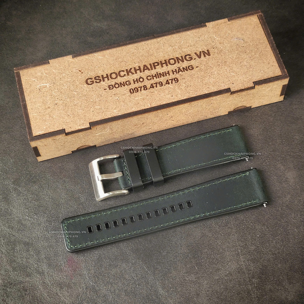 Dây da bọc cao su - Size 20/22/24mm - Màu Xanh Lá