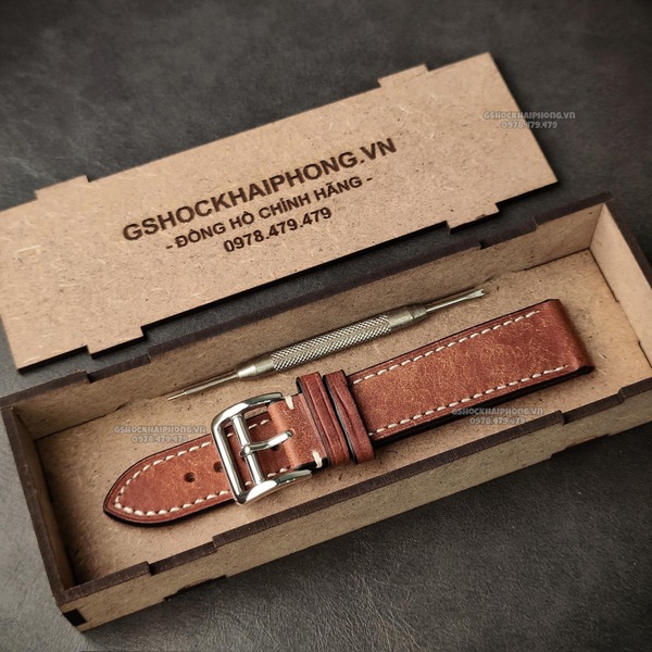 Da Ý nhập khẩu PUEPLO màu Retro - SIZE 20MM/ 22MM-Màu nâu