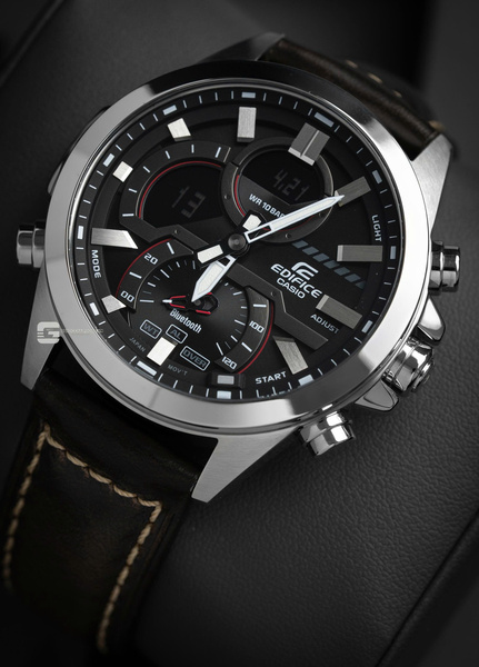 CASIO EDIFICE ECB-30D - 1A ( Lên Dây Da Bò Sáp Dầu )