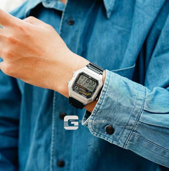 Đồng hồ Nam Chính hãng CASIO WS-1600H-1A- Lắp thêm vỏ thép - Kính cường lực cao cấp