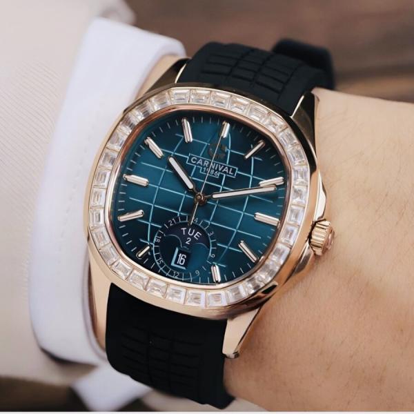 Đồng hồ nam Carnival - Nam 8113G2-VH-DCS-XL - Viền đá - Kính Saphire - Automatic