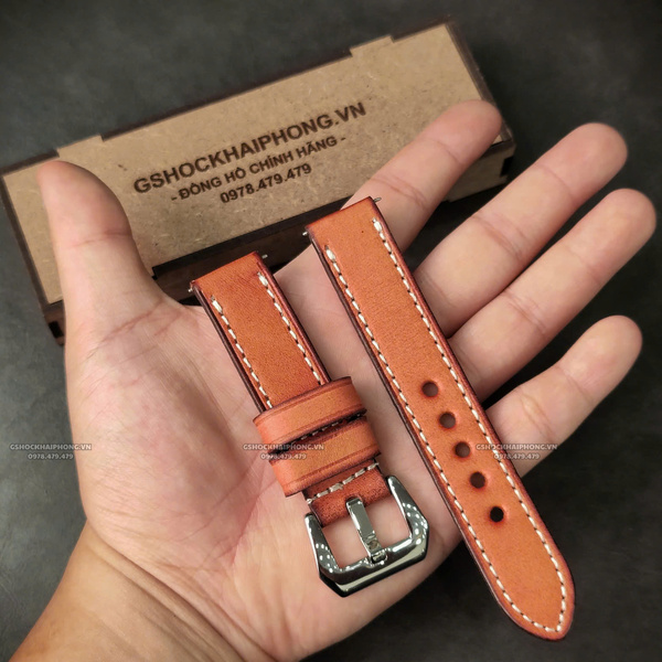Dây da Bò - Màu Cam - Size 18/20/22/24mm