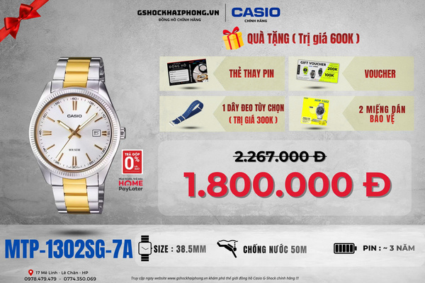 CASIO MTP-1302SG-7A - QUÀ TẶNG TRỊ GIÁ 600K 