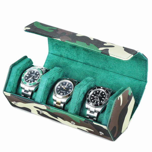 Hộp đựng đồng hồ  lục giác da bò màu camo