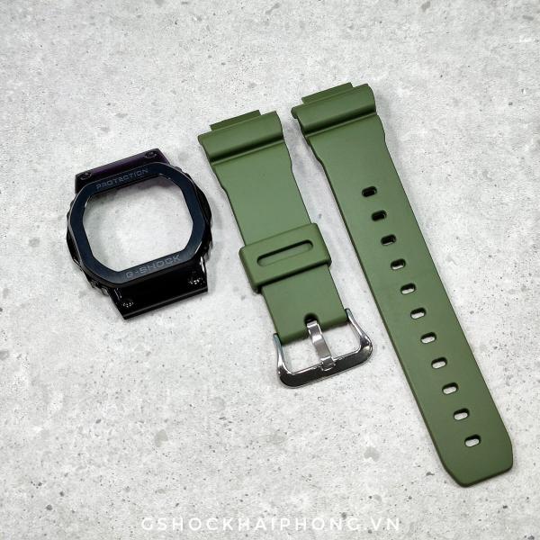 Bộ mặt thép đen - dây xanh rêu cao su 