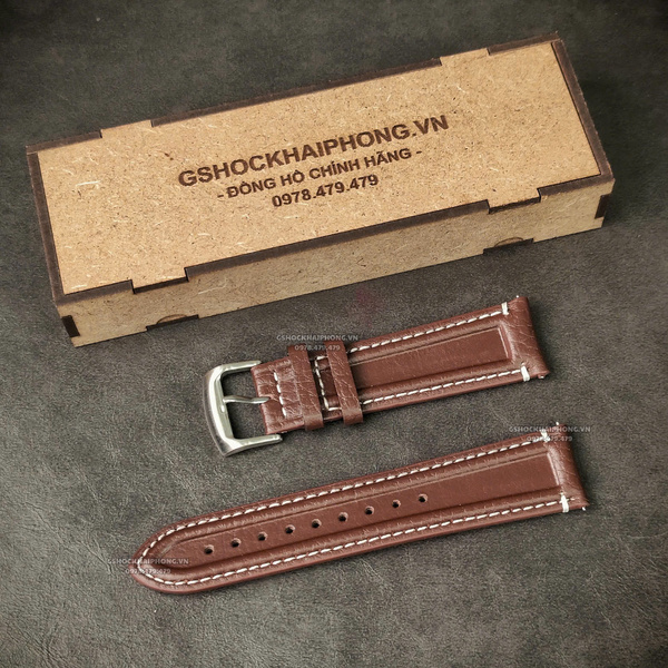 Dây da Bò Gân - Màu Nâu Đậm - Size 20/22mm