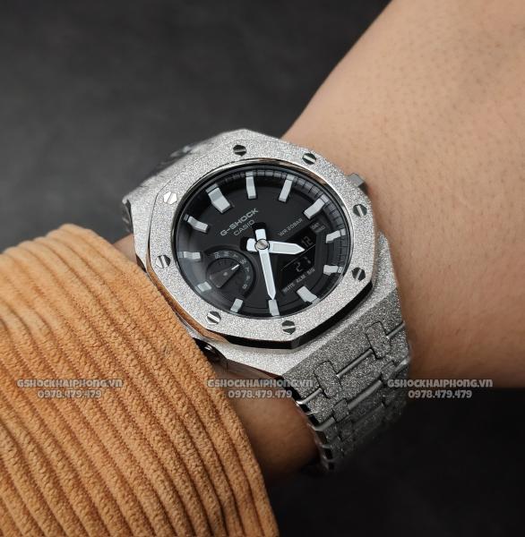 G-SHOCK GA-2100AP - FROSTED METAL BLACK & WHITE