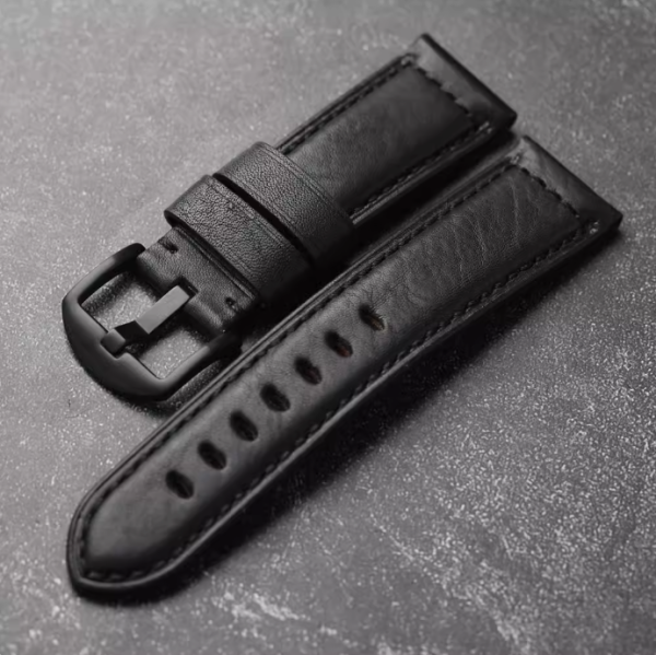 Dây da bò handmade màu đen - size 20mm/ 22mm/ 24mm/ 26mm