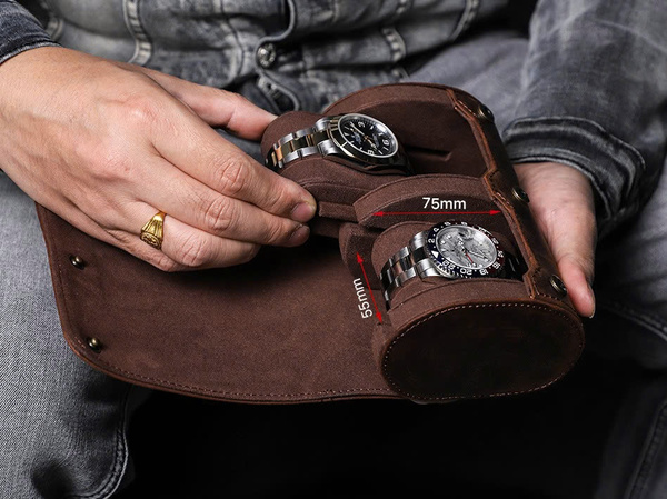 Hộp đựng đồng hồ đôi  - Da xịn Crazy Horse  cao cấp