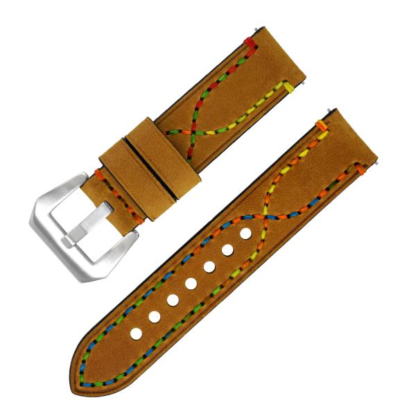 Dây da bò Crazy Horse phối chỉ màu Độc 02 - size 18mm/ 20mm/ 22mm/ 24mm/ 26mm