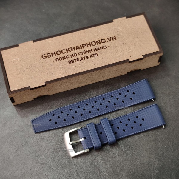 Dây cao su Flo cao cấp - Có vân và lỗ thoáng khí - size 20mm/ 22mm-Màu Xanh Navy