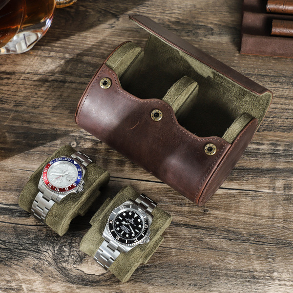 Hộp đựng đồng hồ đôi  - Da xịn Crazy Horse  cao cấp