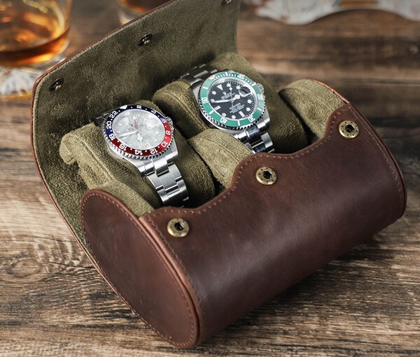 Hộp đựng đồng hồ đôi  - Da xịn Crazy Horse  cao cấp