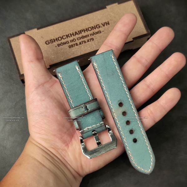 Dây da Bò - Màu Xanh Dương - Size 18/20/22/24mm