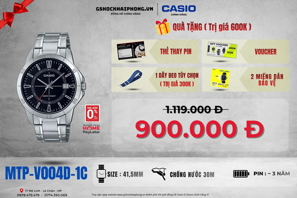 CASIO MTP-V004D-1C - QUÀ TẶNG TRỊ GIÁ 600K