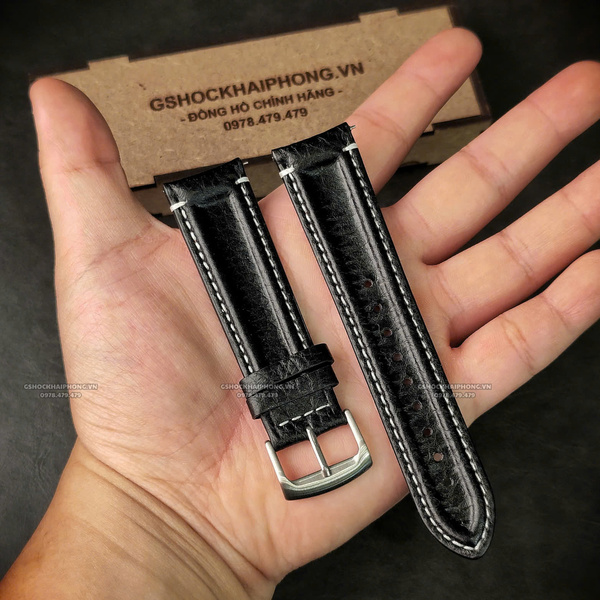 Dây da Bò Gân - Màu Đen Trắng - Size 20/22mm