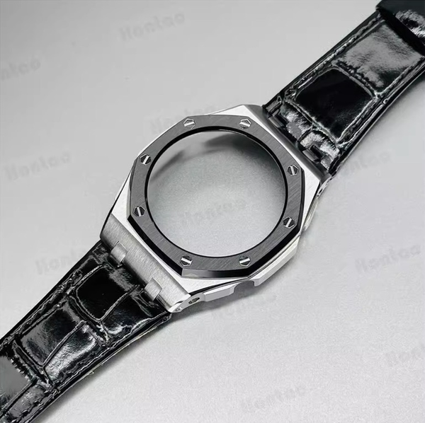 Bộ vỏ thép Đen Bạc - Dây da ( Thế hệ 5 cao cấp ) ( Kích vào sản phẩm chọn màu dây )