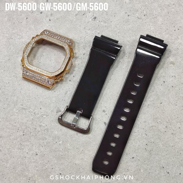 Bộ mặt rose gold nạm đá - dây đen bóng 