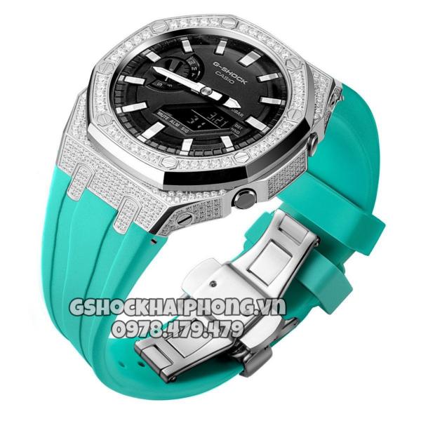 Bộ vỏ Bạc nạm full đá - Dây cao su ( Kích vào sản phẩm chọn màu dây ) 