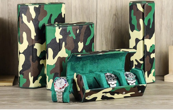 Hộp đựng đồng hồ  lục giác da bò màu camo