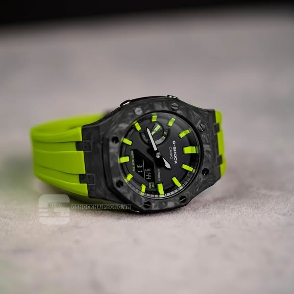 G-SHOCK GA-2100AP - HYPER GREEN KERMIT X CARBON FIBER CASE 