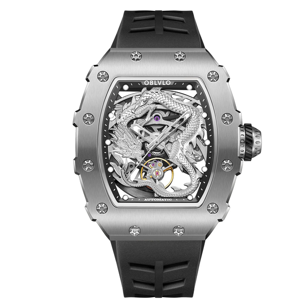 ĐỒNG HỒ NAM OBLVLO DRAGON BẠC 