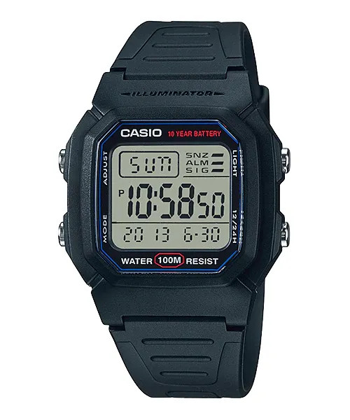  Đồng hồ Nam Chính hãng CASIO W-800H-1A - Pin 10 năm