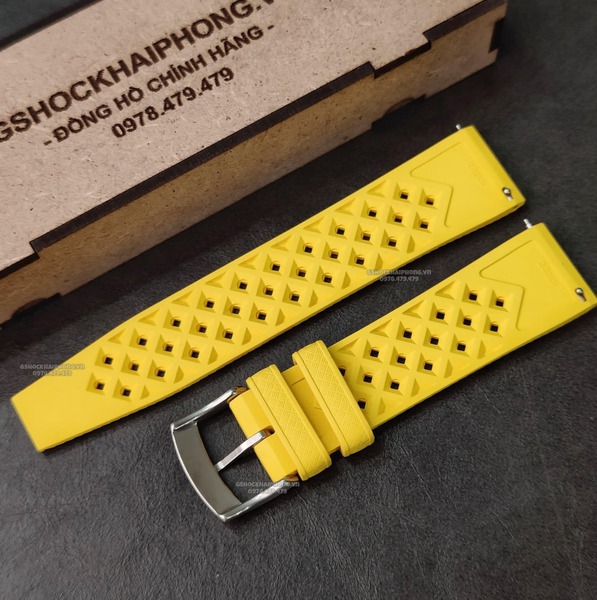 Dây cao su Flo cao cấp - Có vân và lỗ thoáng khí - size 20mm/ 22mm-Màu Vàng