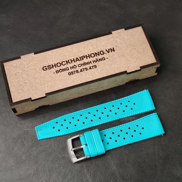 Dây cao su Flo cao cấp - Có vân và lỗ thoáng khí - size 20mm/ 22mm-Màu Xanh ngọc