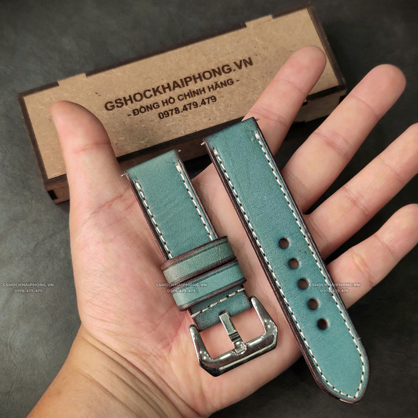 Dây da Bò - Màu Xanh Dương - Size 18/20/22/24mm