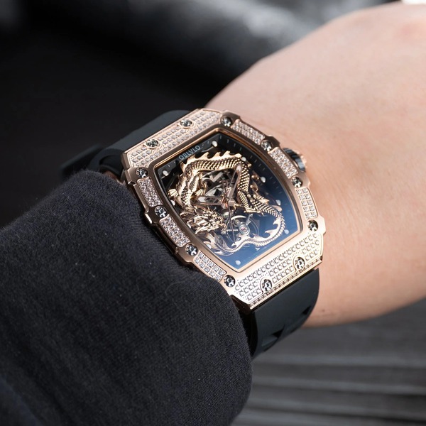 ĐỒNG HỒ NAM OBLVLO DRAGON FULL ĐÁ VÀNG