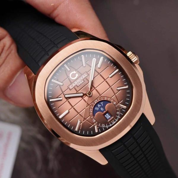 Đồng hồ nam Carnival - Aquanus 8113R-BR - Viền thép - Kính Saphire