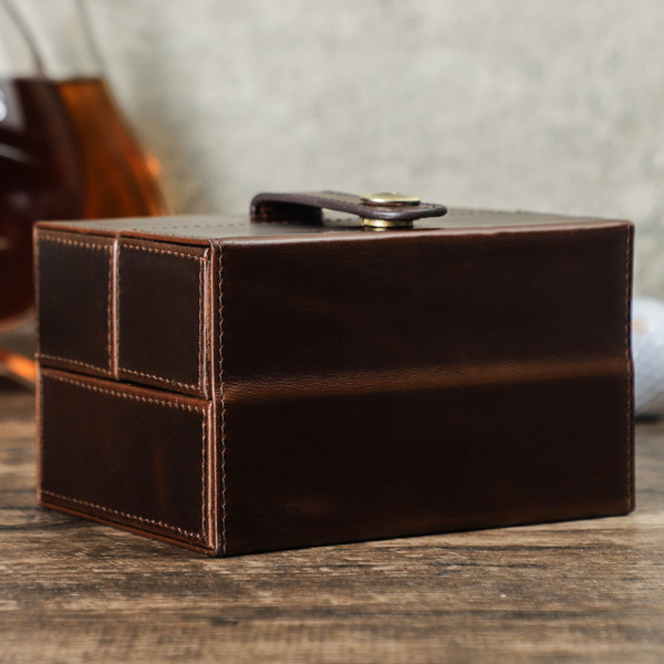 Hộp vuông đựng đồng hồ đôi  - Da xịn Crazy Horse  cao cấp